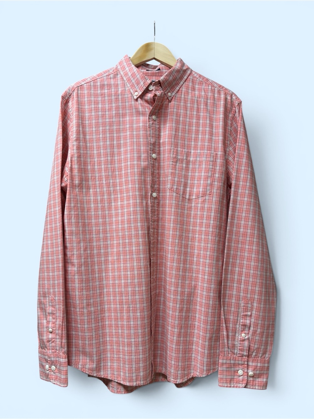 Rye Men's Coral Plaid Button-Down Shirt